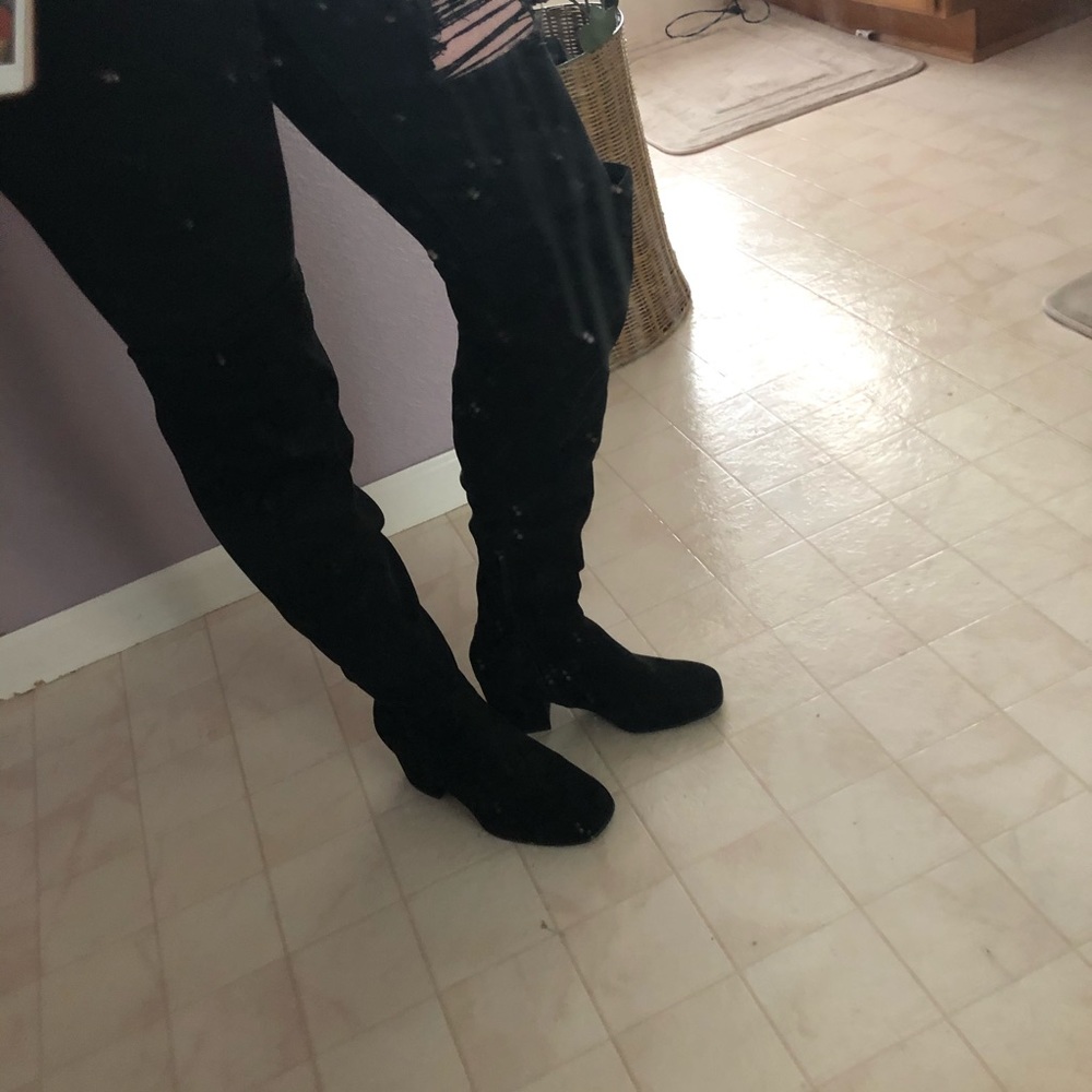 Black thigh high boots